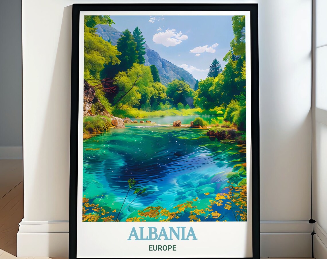 Albania Blue Eye Syri I Kalter Spring Turquoise Waters Travel Poster
