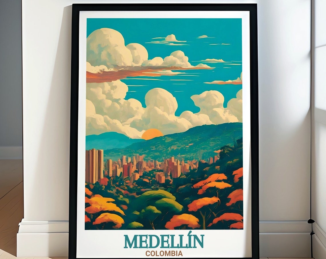 Medelln Travel Art Parque Arv Art Medelln Skyline Art Print For Your Home Decor Parque Arv Travel Poster Medelln Travel Poster
