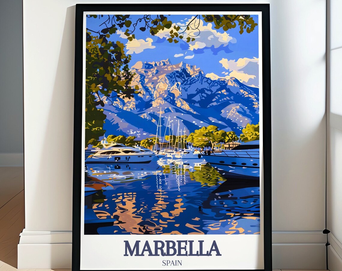 Puerto Banus Marina Yachts And La Concha Marbella Spain Travel Poster