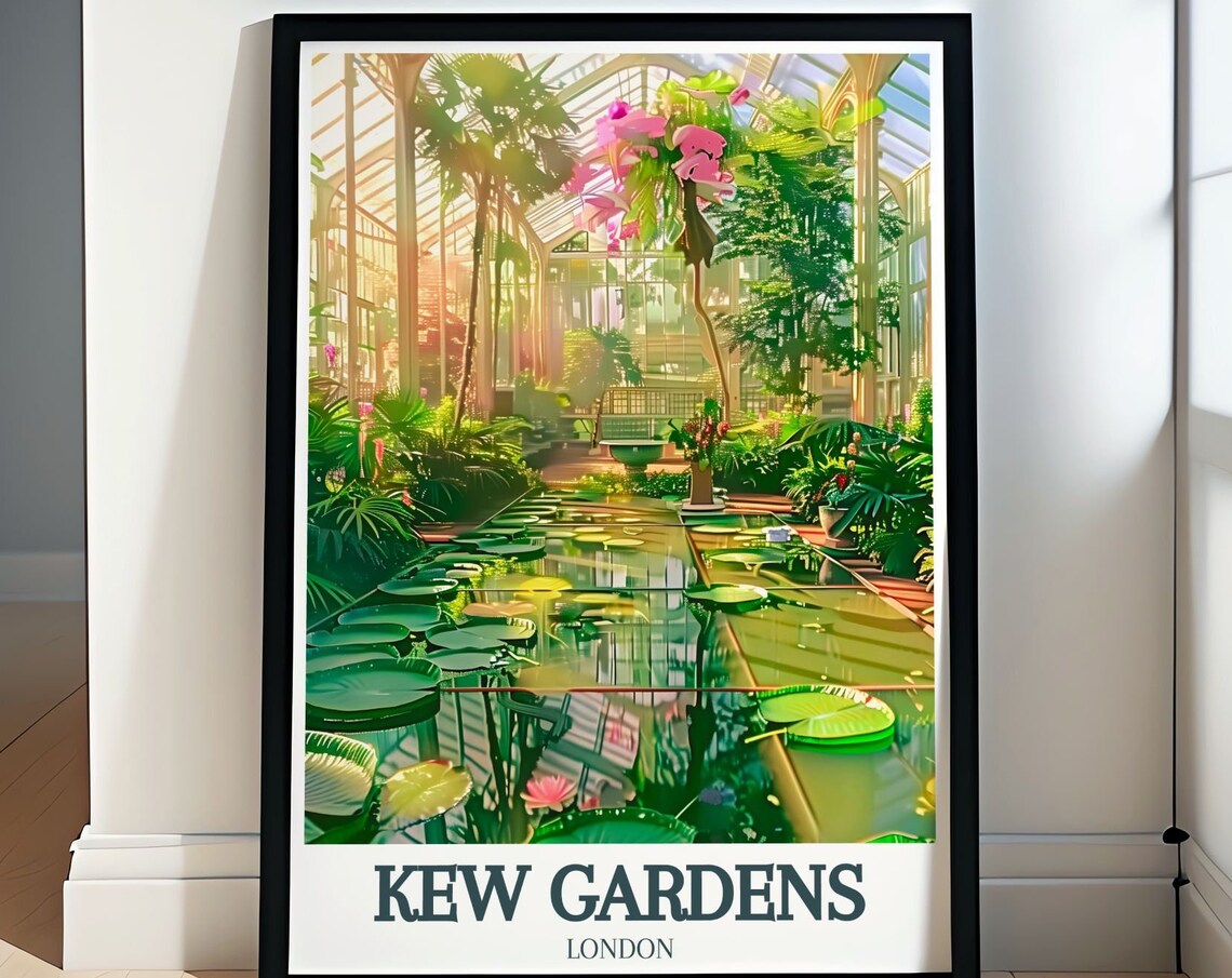 Kew Gardens Waterlily House Interior Glass Roof And Lily Pond Poster
