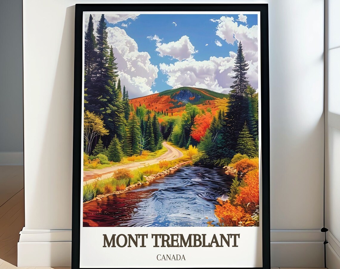 Mont Tremblant Canada Autumn Forest Mountain Lake Scenic Travel Poster