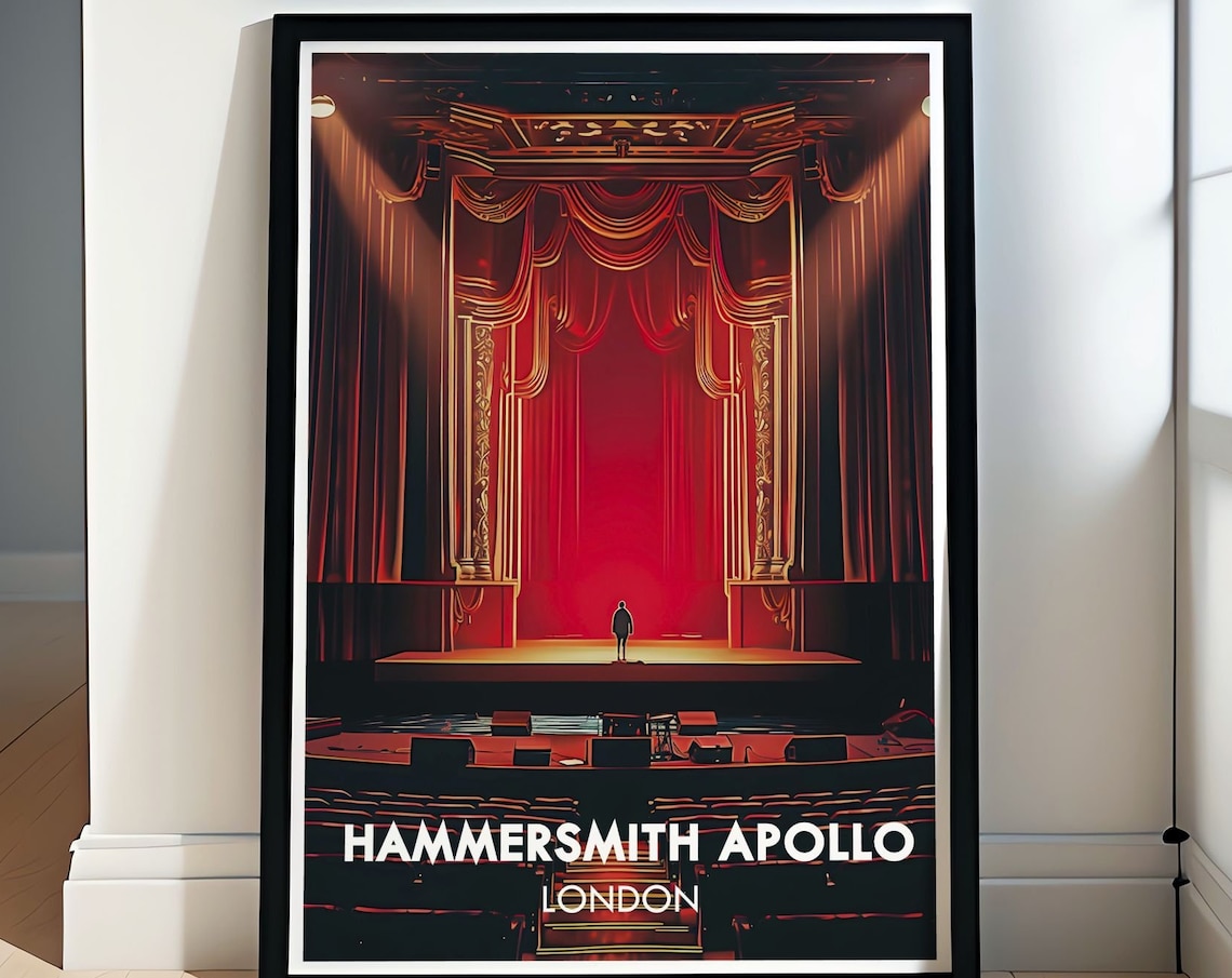 Hammersmith Apollo Theatre Red Curtain Stage London Nights Poster