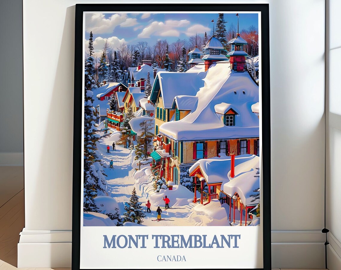 Mont Tremblant Canada Snowy Village Street Winter Scene Poster