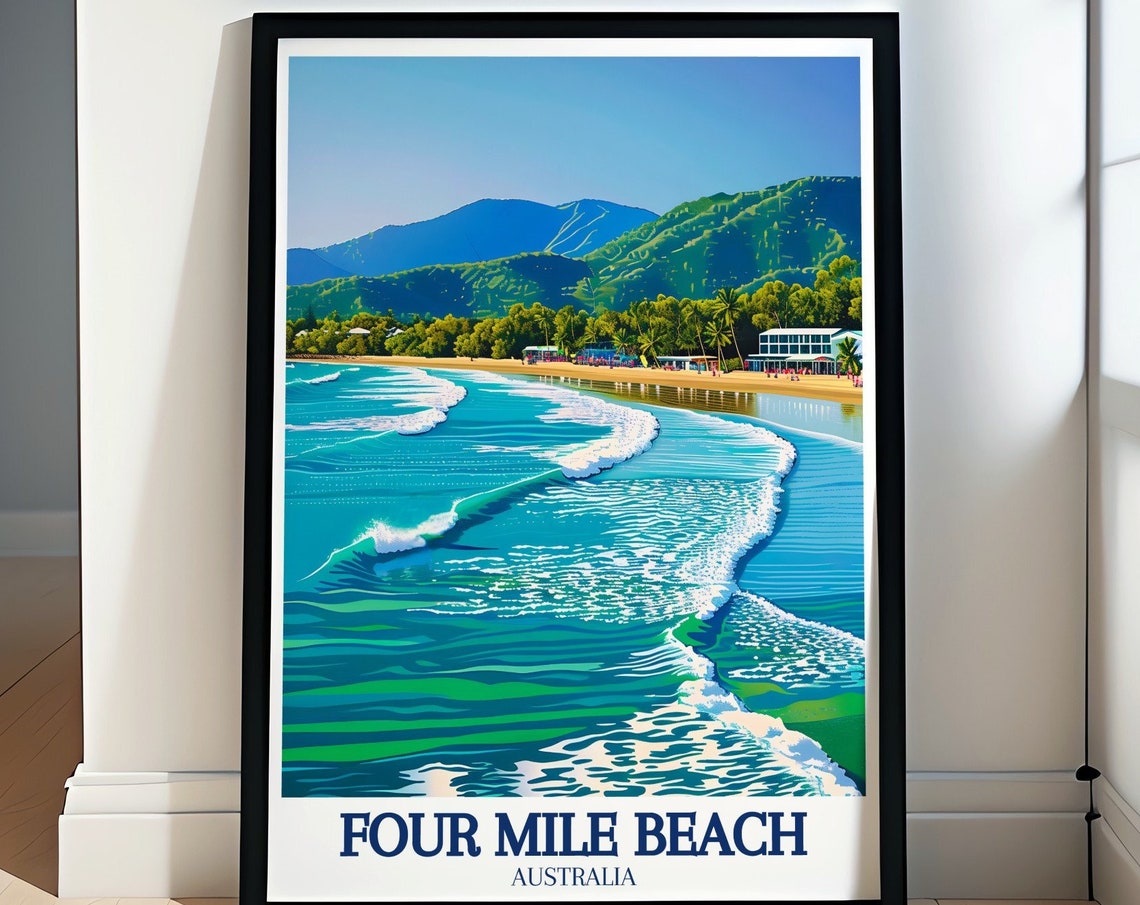 Four Mile Beach Australia Rolling Surf And Coastal Mountains Poster