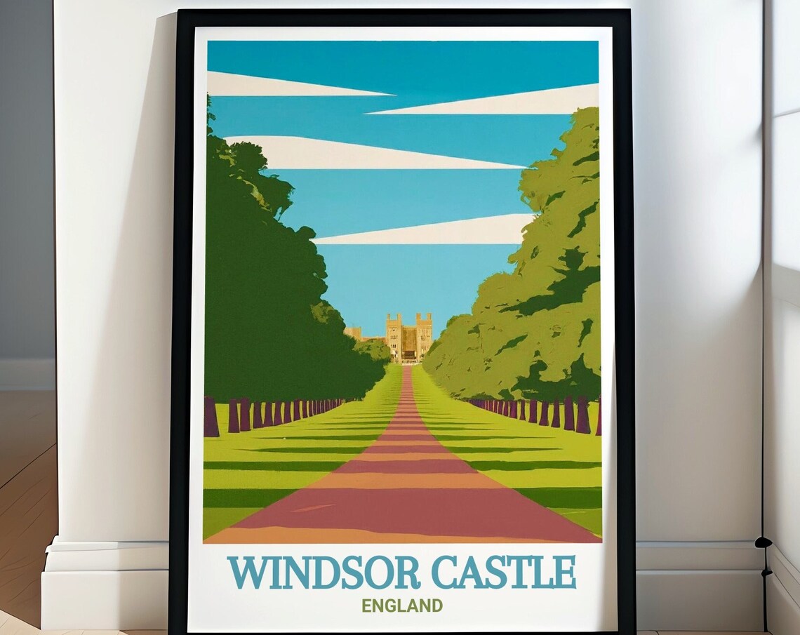 The Long Walk Avenue Windsor Castle England Royal Travel Poster
