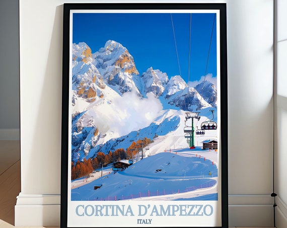 Cortina Dampezzo Art Collecion Socrepes Ski Area Travel Posters Dolomite Ski Resort Scenes Dynamic Alpine Views