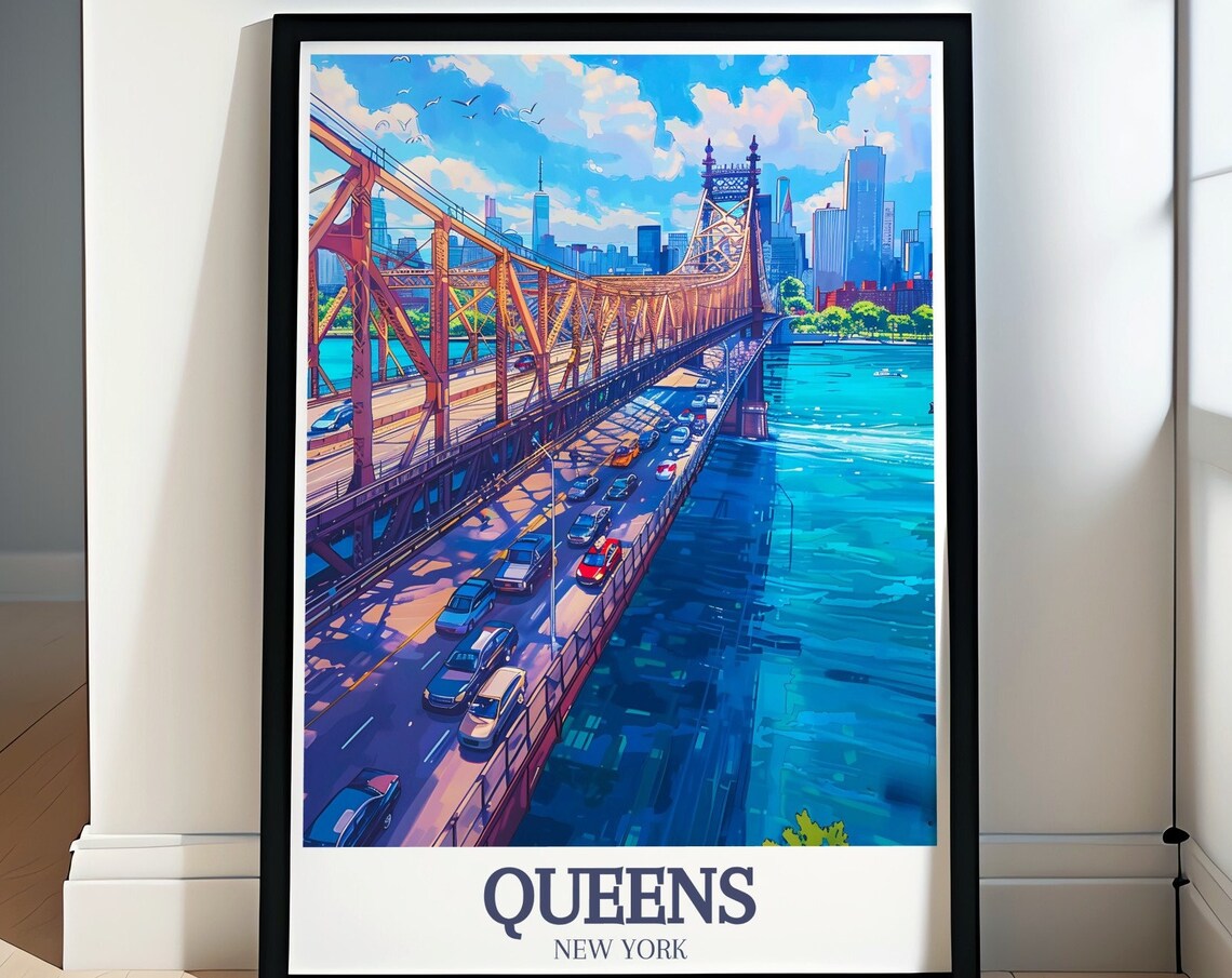 Queensboro Bridge Bustling Daytime Traffic New York City Poster