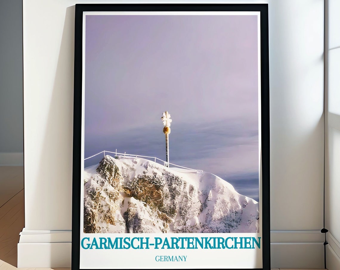 Garmisch-Partenkirchen Zugspitze Summit Cross Snowy Dusk Poster