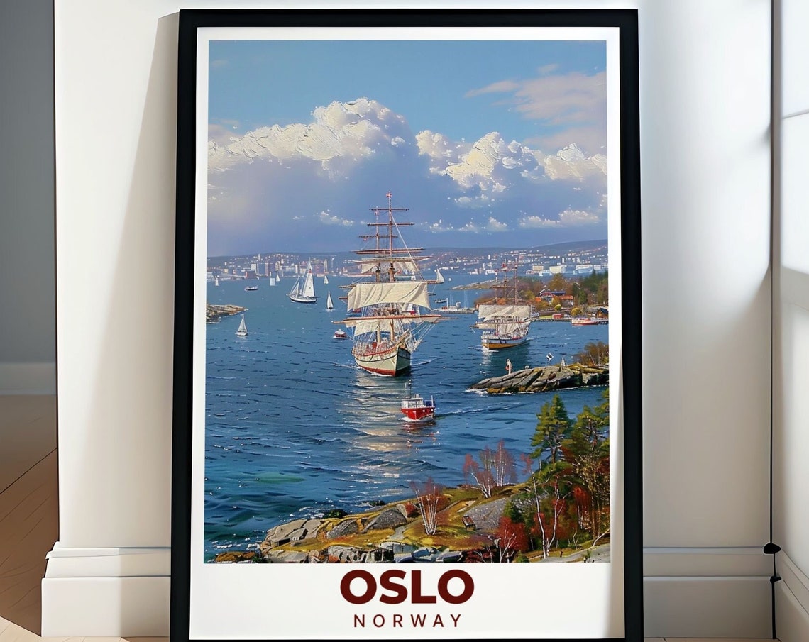 Oslo Art Collection Oslo Fjord Print Norwegian Wall Art Vintage Travel Poster Norway Travel Poste Norway Travel Posterr