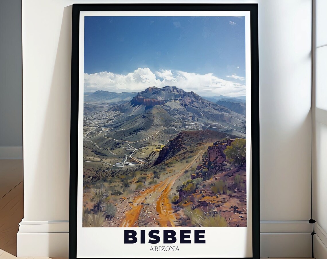 Bisbee Arizona Mule Mountains Desert Vista Southwest Travel Poster