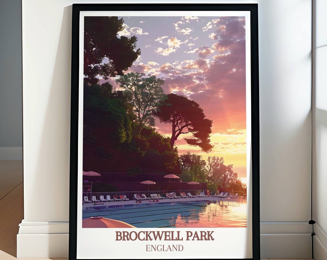 Brockwell Park Lido Sunset Swimming Pool London England Poster
