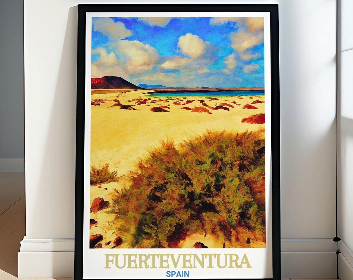 Fuerteventura Corralejo Dunes Golden Sand Spain Travel Poster