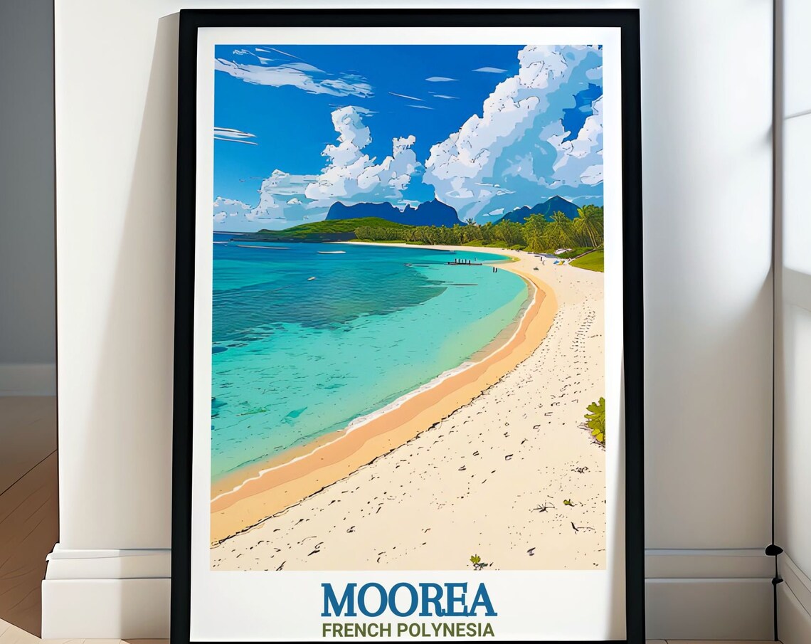 Moorea Temae Beach White Sand Turquoise Lagoon Tropical Travel Poster