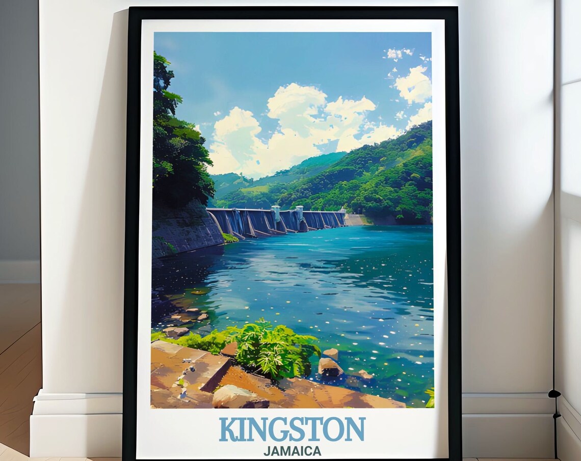 Kingston Jamaica Hermitage Dam Reservoir Green Mountains Poster