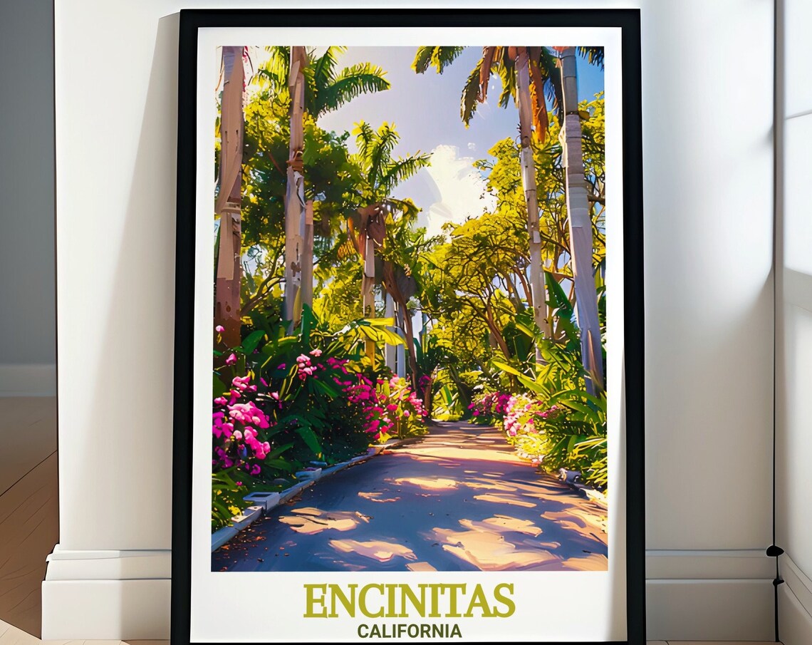 Encinitas California Botanic Garden Palm Path Flowers Poster