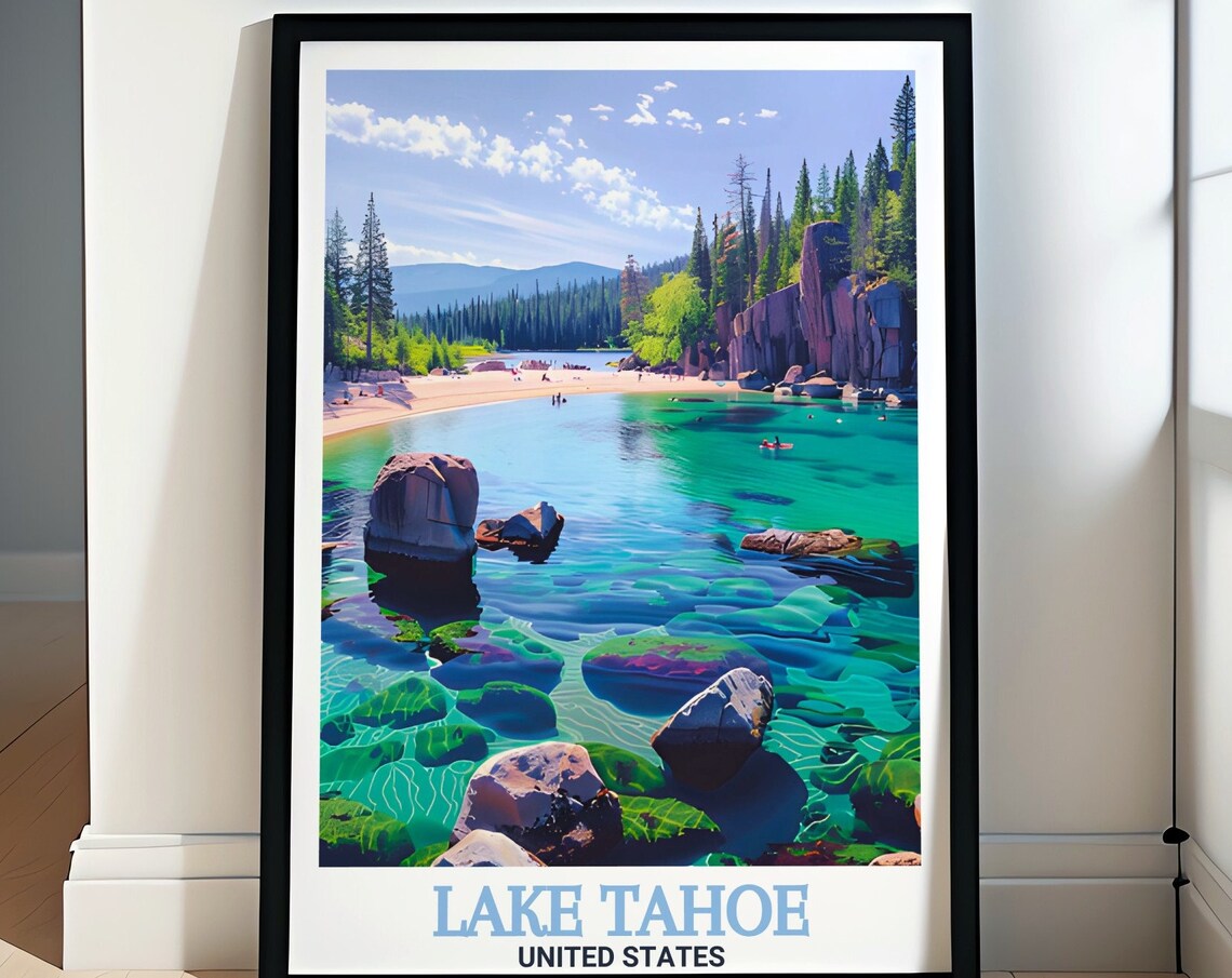 Lake Tahoe Travel Print Serene Sand Harbor Travel Poster Sand Harbor Travel Print Lake Tahoe Artwork Lake Tahoe Decor