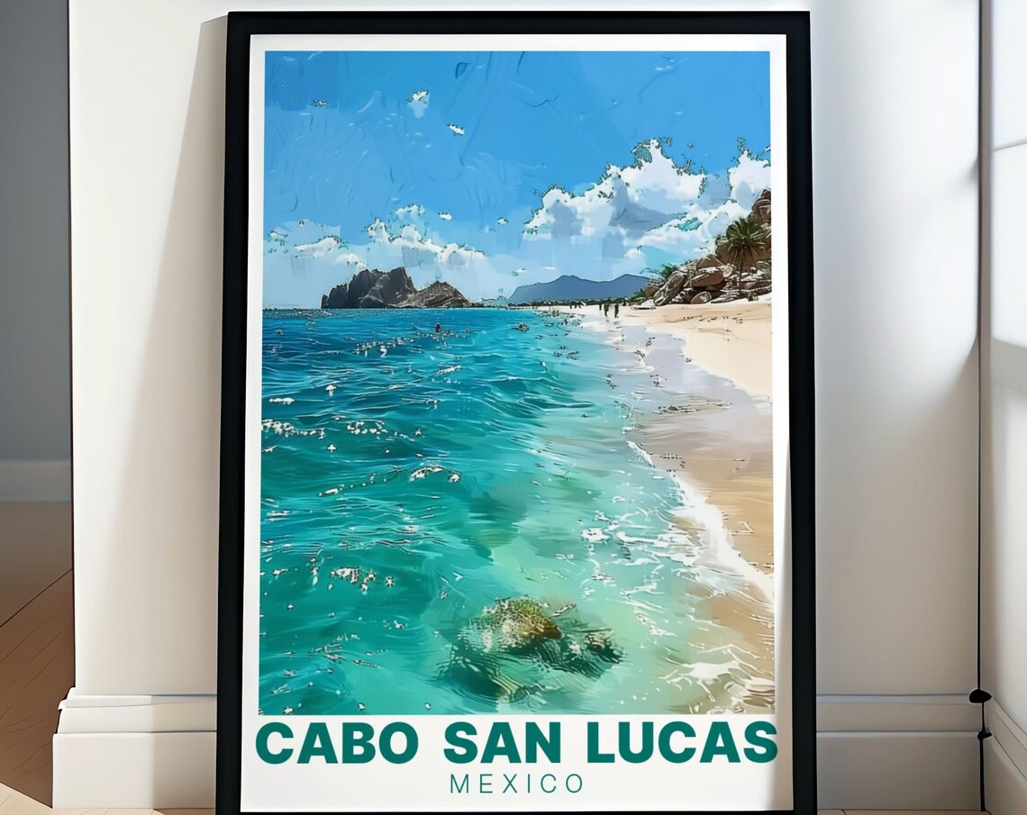 Cabo San Lucas Mexico Beach Turquoise Water Lovers Travel Poster