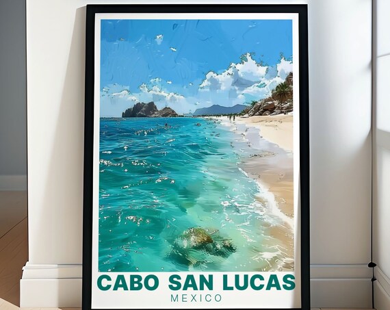 Cabo San Lucas Mexico Beach Turquoise Water Lovers Travel Poster
