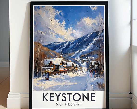 Keystone Ski Resort Poster River Run Village Print Stunning Colorado Wall Art Winter Sports Decor Captivating Colorado Print