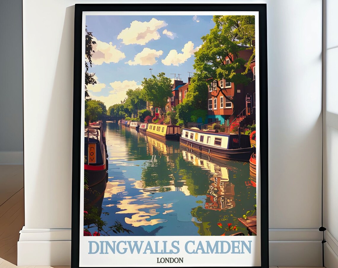 Dingwalls Camden London Regent's Canal Narrowboats Travel Poster
