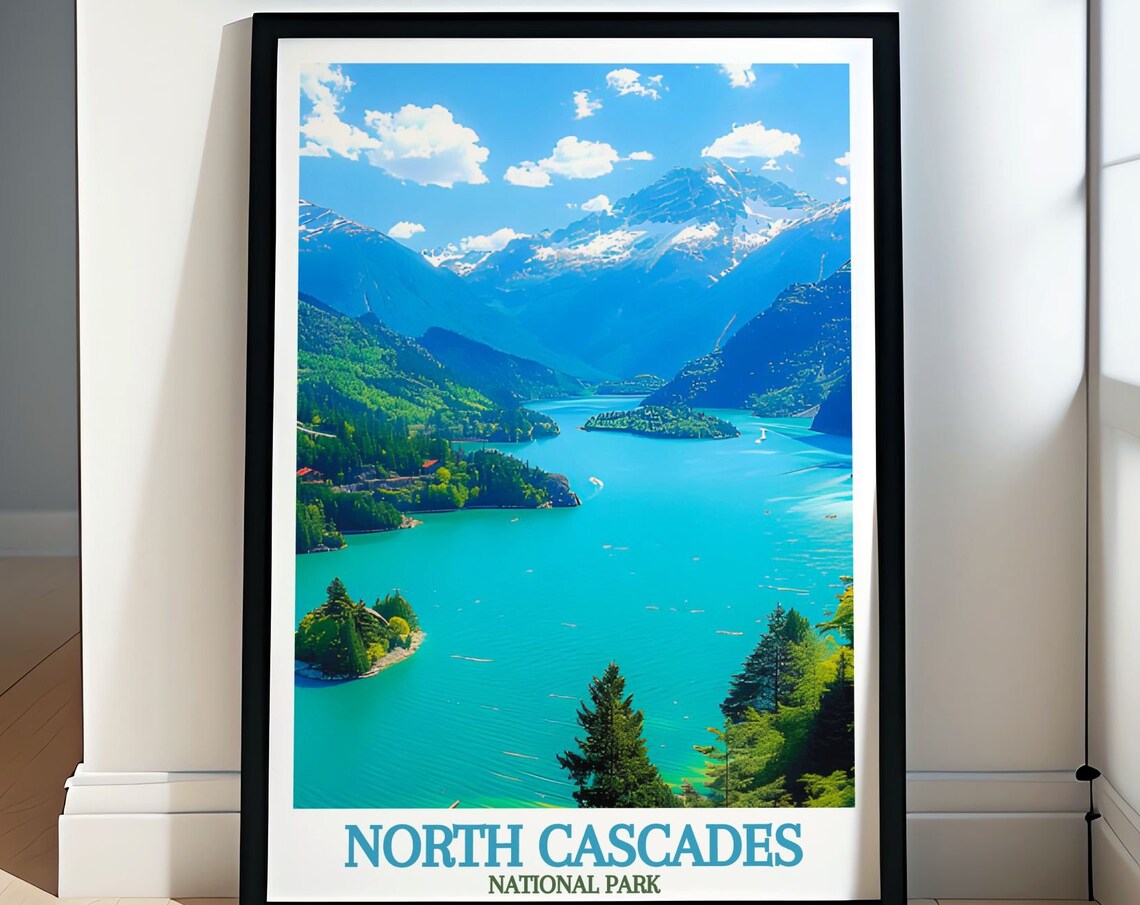 North Cascades National Park Print Diablo Lake Travel Poster National Park Decor Diablo Lake Art Print From North Cascades