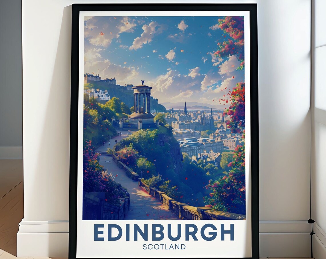 Edinburgh Scotland Calton Hill Monument Spring City Panorama Poster
