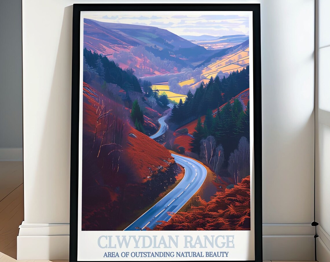 Clwydian Range Winding Mountain Road Through Autumn Valleys Poster