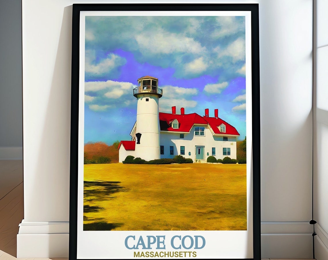 Cape Cod Massachusetts Chatham Lighthouse White Red Roof Poster
