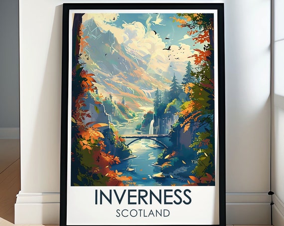 Inverness Nature Art Ness Islands Poster Scenic River Views Inverness Wall Decor Inverness Bridge Print