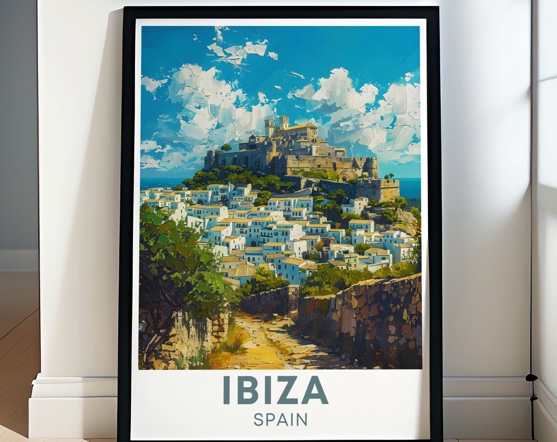 Ibiza Spain Dalt Vila Old Town Hilltop Fortress Travel Poster