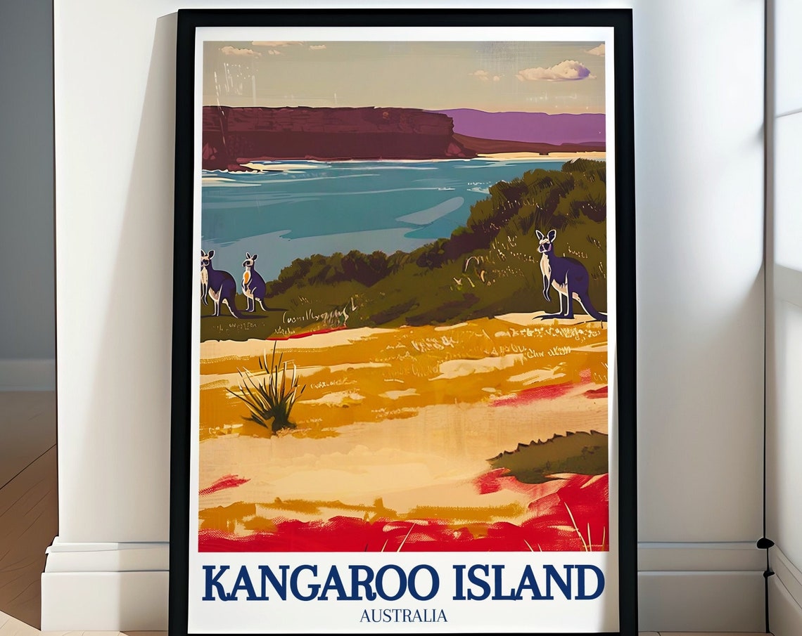 Kangaroo Island Australia Kangaroos Coastal Beach Cliffs Poster