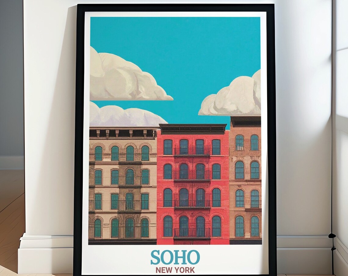 Soho New York Cast Iron District Classic Facades Blue Sky Poster