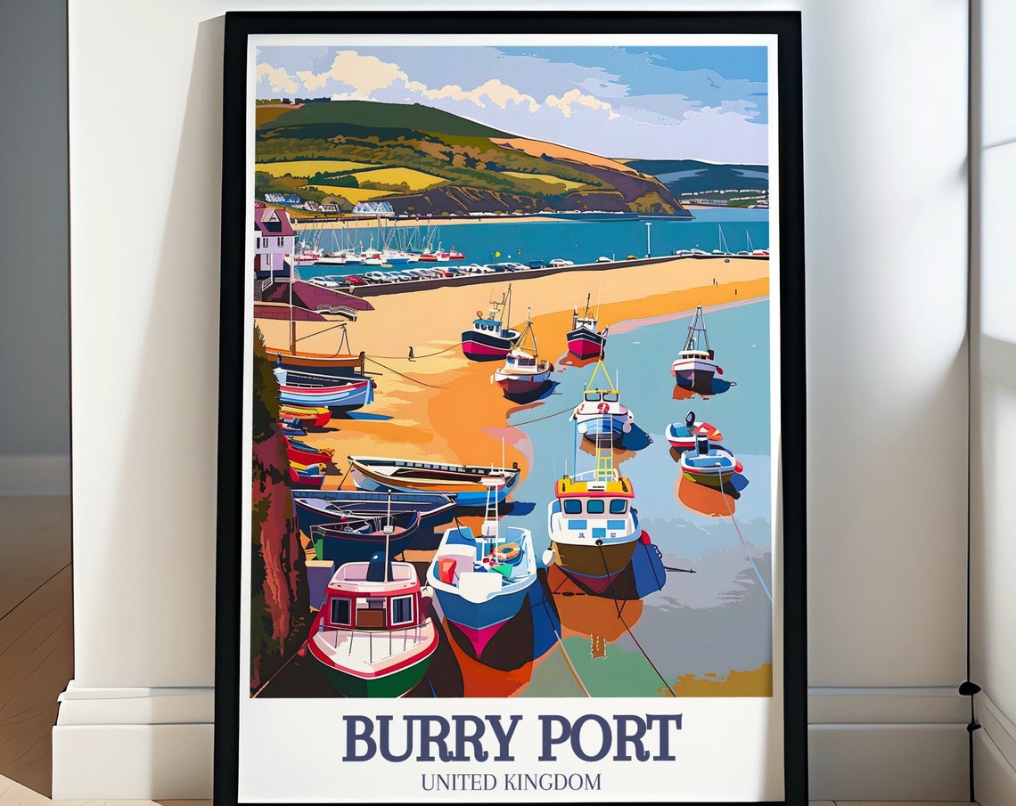 Burry Port Print Pembrey Country Park Art Print Pembrey Country Park Poster Burry Port Harbor And Pembrey Country Park