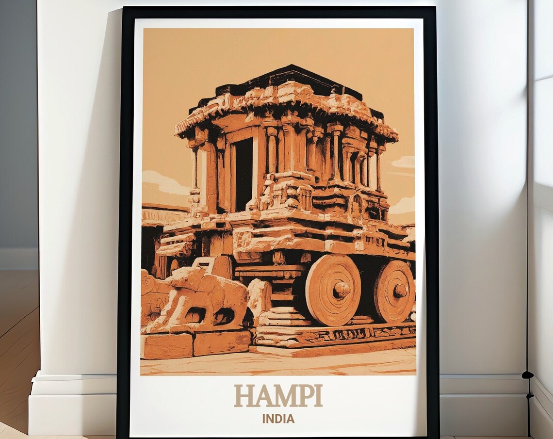 Hampi Vijaya Vittala Stone Chariot Ancient India Travel Poster