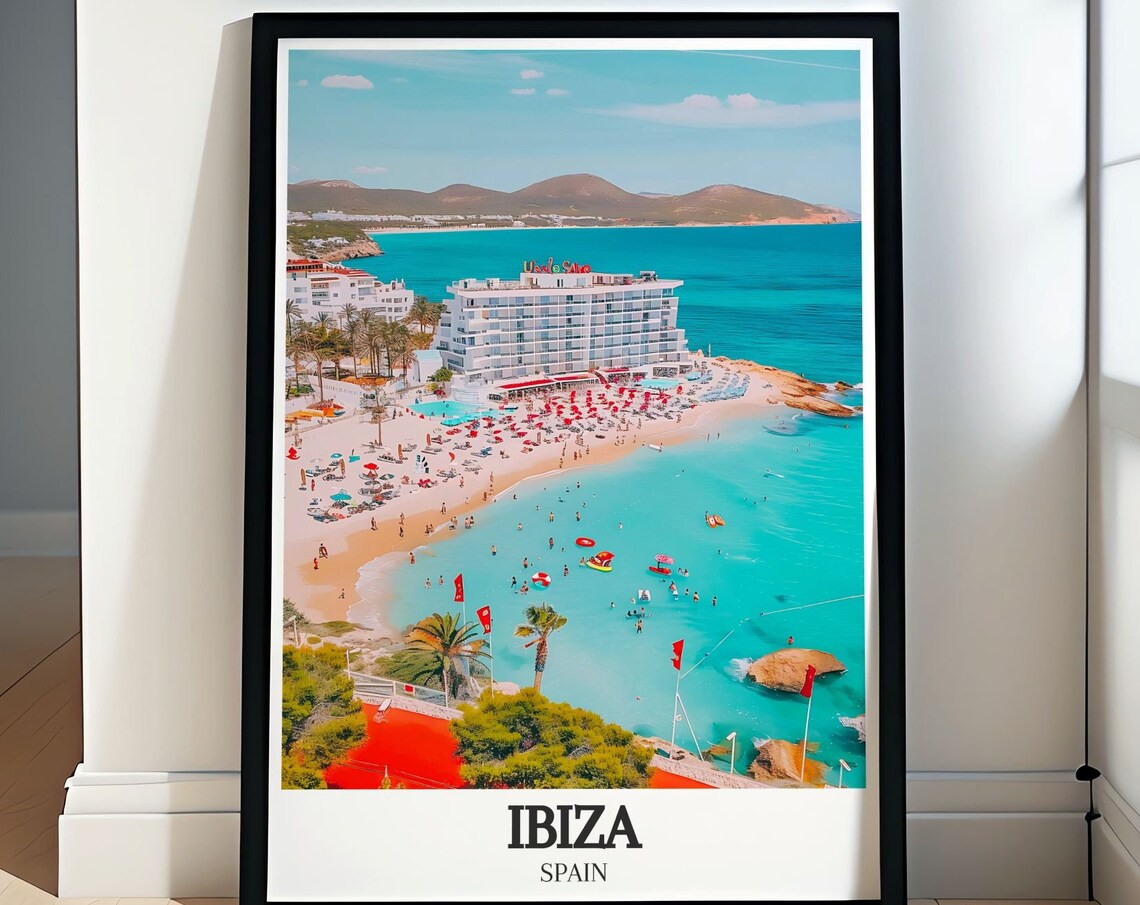Ibiza Spain Beach Resort Hotel Aerial Bright Summer View Poster