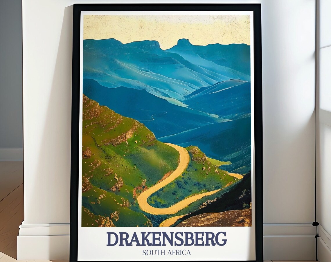 Drakensberg South Africa Sani Pass Winding Mountain Road Vista Poster