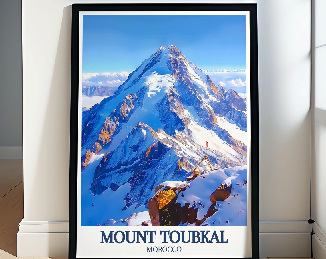 Mount Toubkal Morocco High Atlas Snowy Summit Peak Climb Poster
