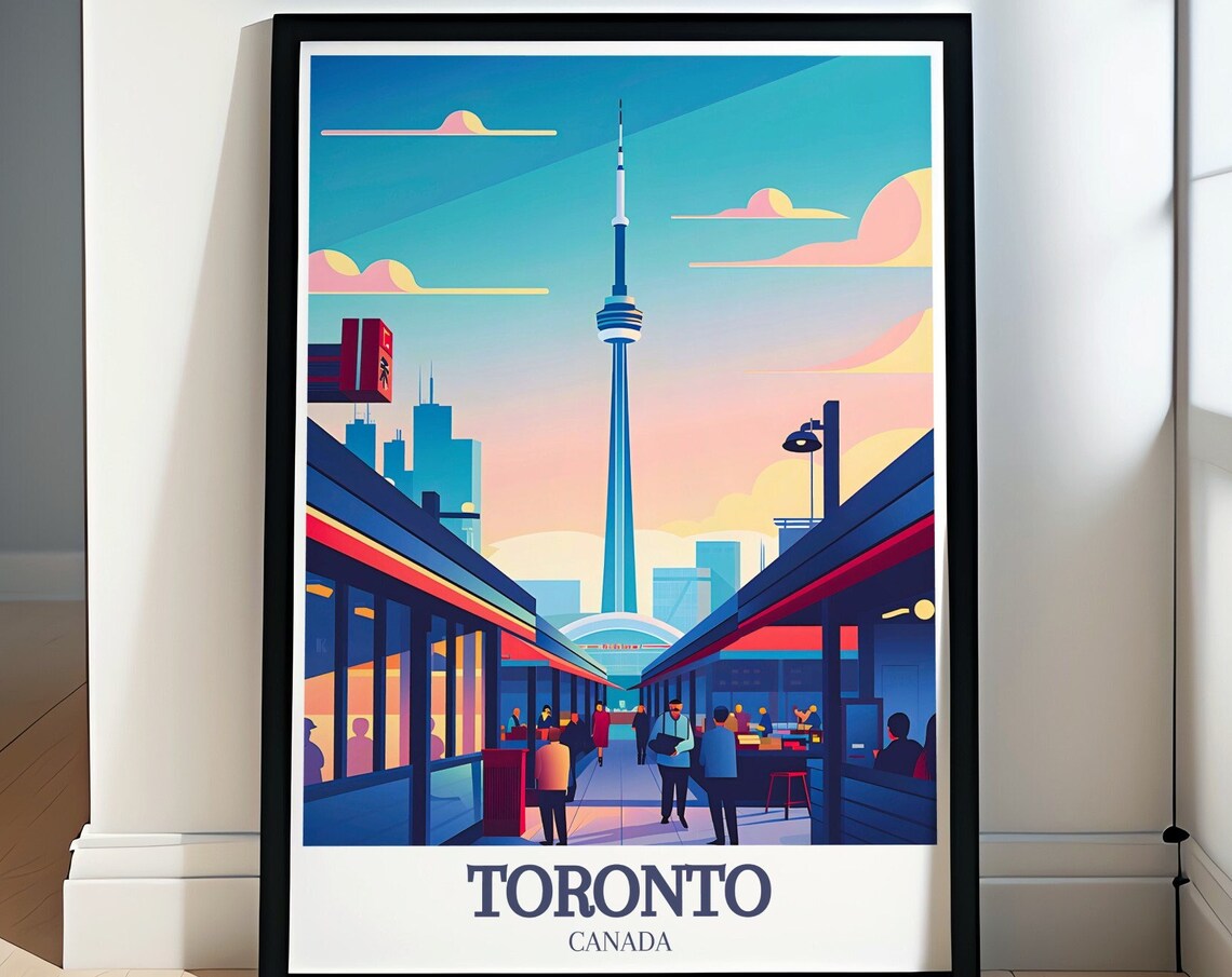 Toronto CN Tower Rising Above St Lawrence Market Street Poster