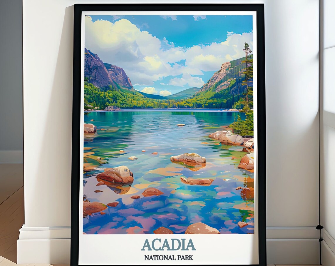 Acadia National Park Jordan Pond Mountain Lake Travel Poster