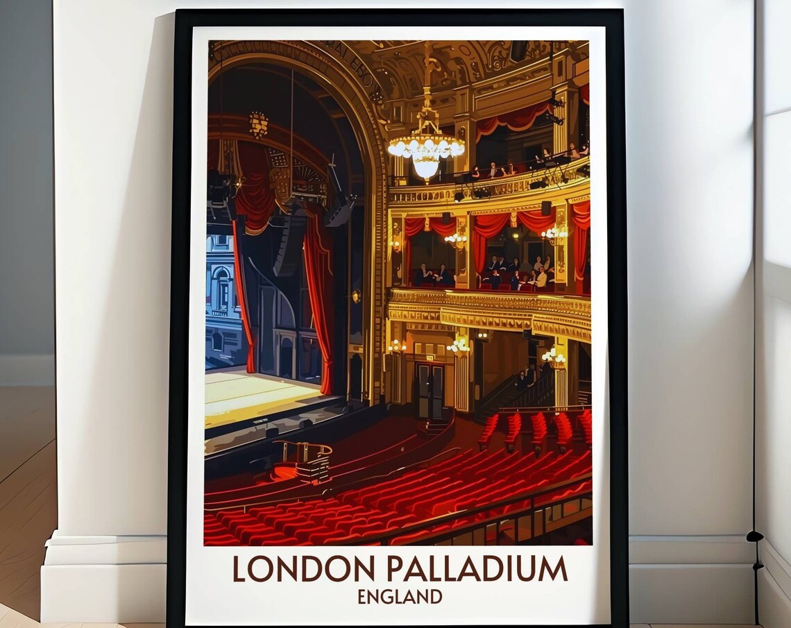 London Palladium Theatre Interior Red Seats England Art Poster