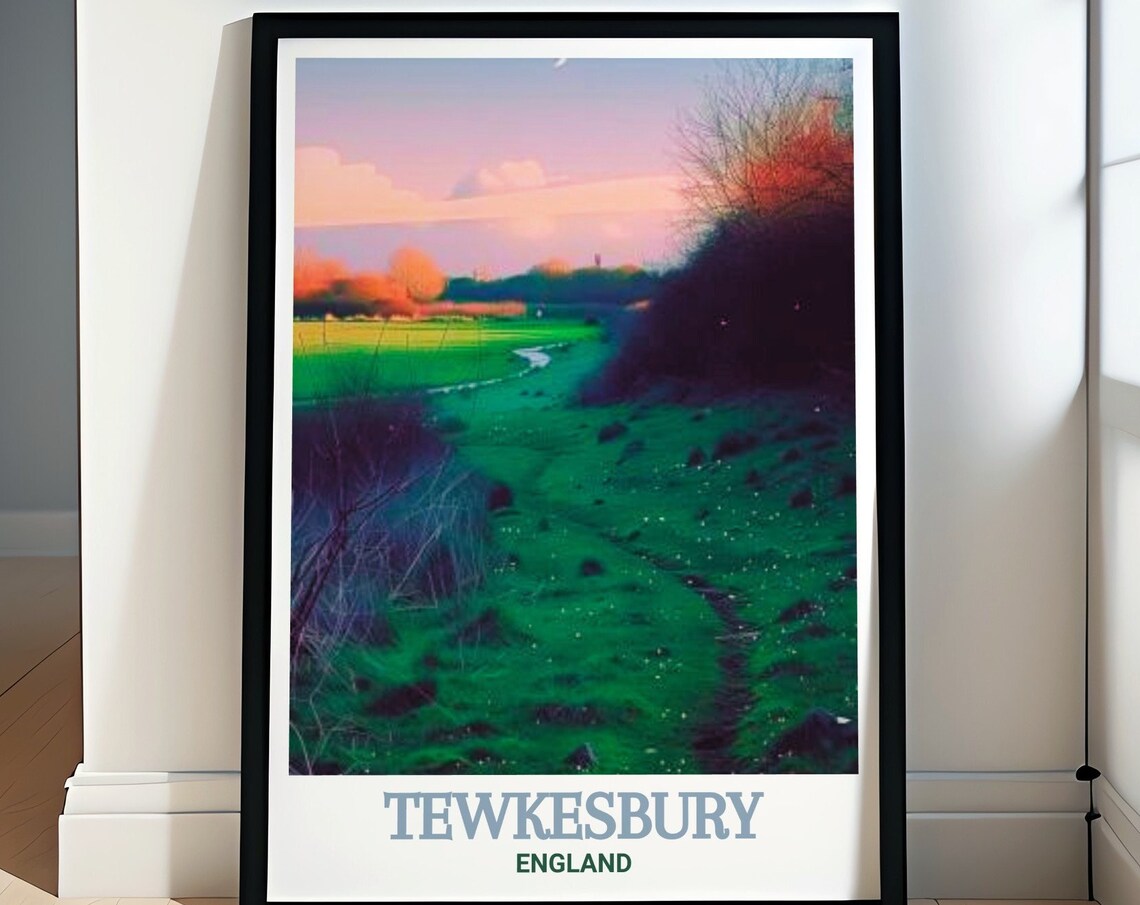 Tewkesbury Countryside Meadow Path Pastel Dusk England Poster