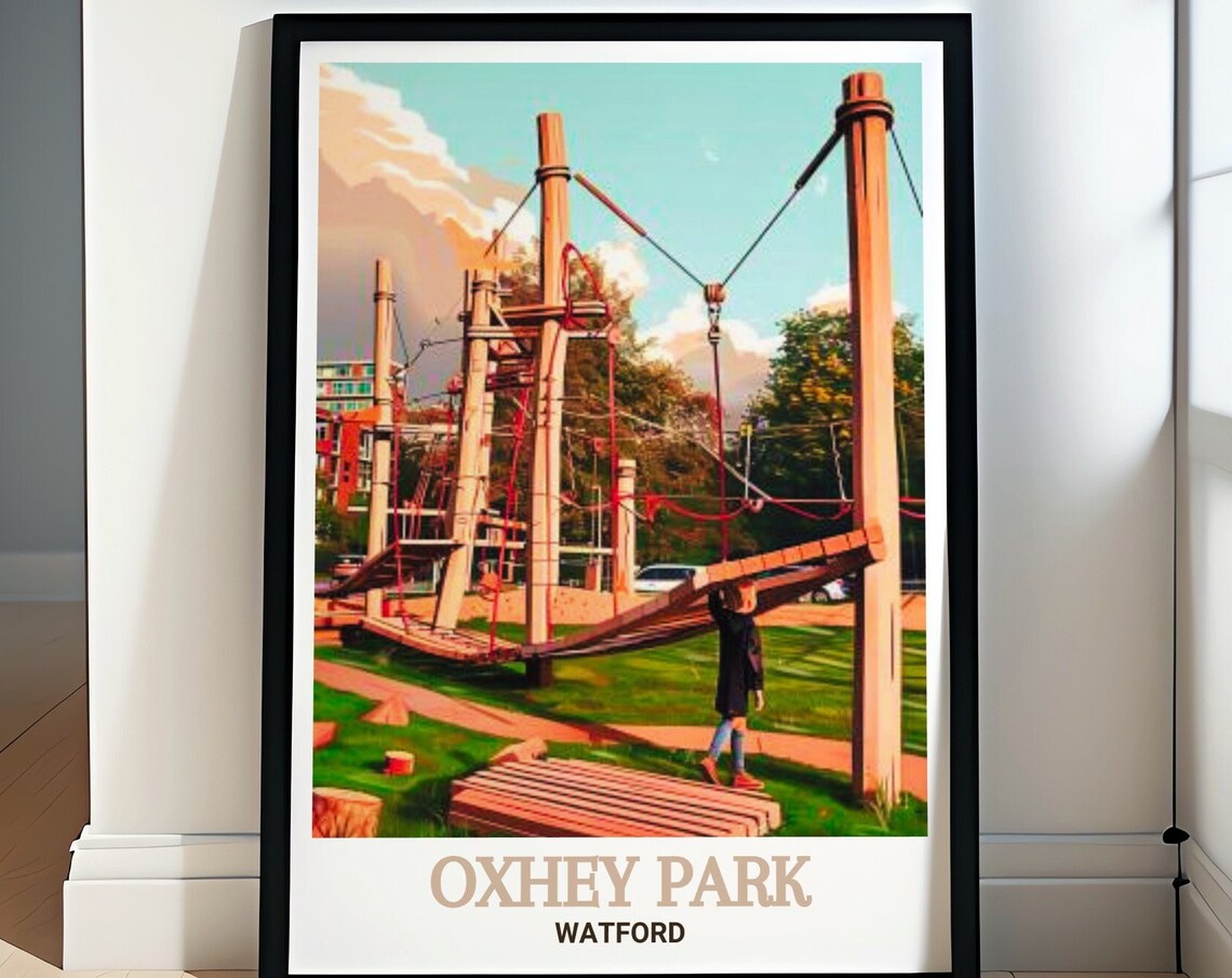 Oxhey Park Watford Playground Climbing Frame Sunny Day Poster