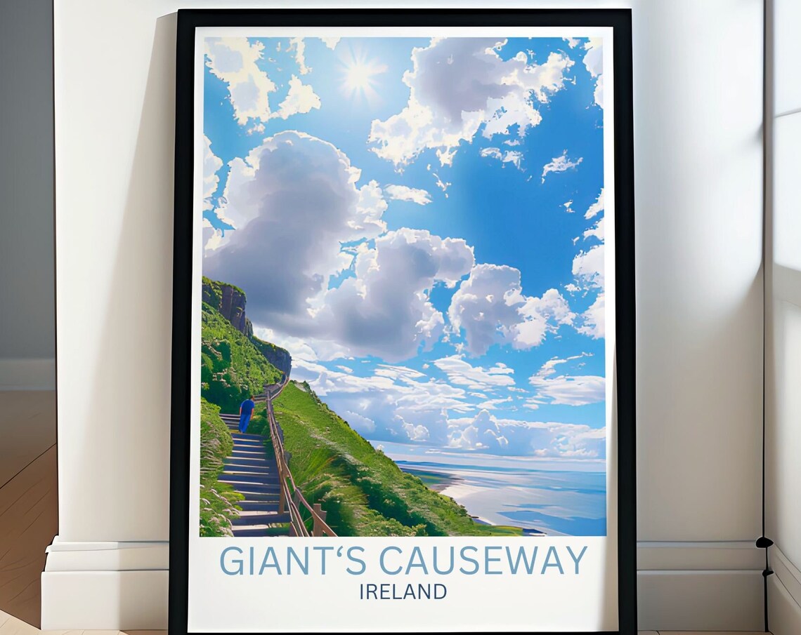 Giants Causeway Shepherds Steps Cliff Stairs Ireland Coast Poster