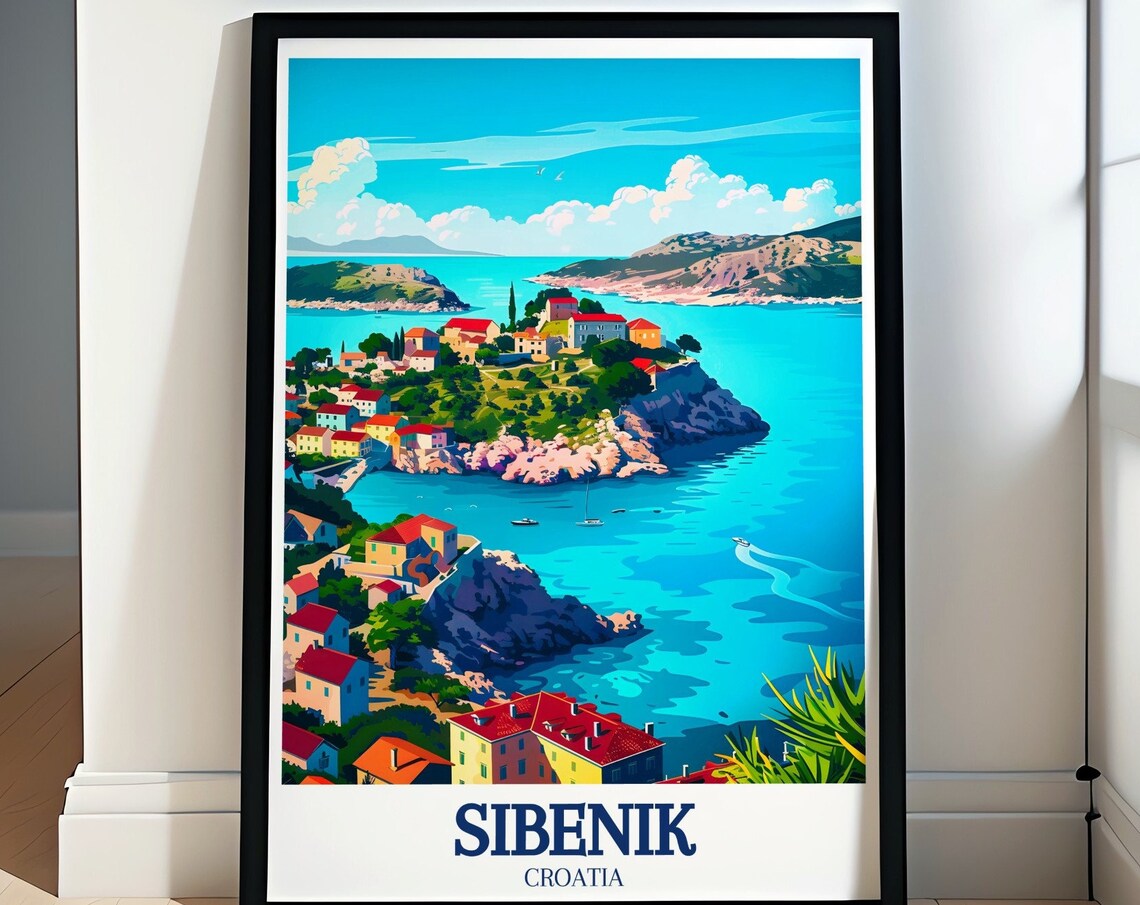 Sibenik Croatia Island Village Turquoise Coast Travel Poster