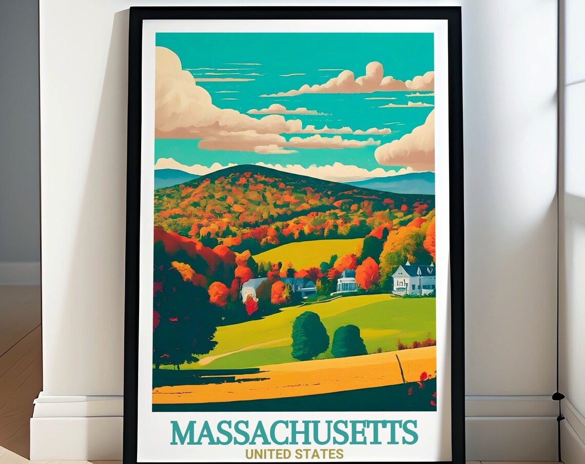 Massachusetts The Berkshires Fall Foliage Mountains Travel Poster