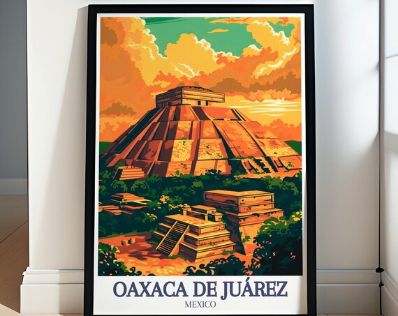 Oaxaca de Juarez Mexico Monte Alban Ruins Sunset Travel Poster