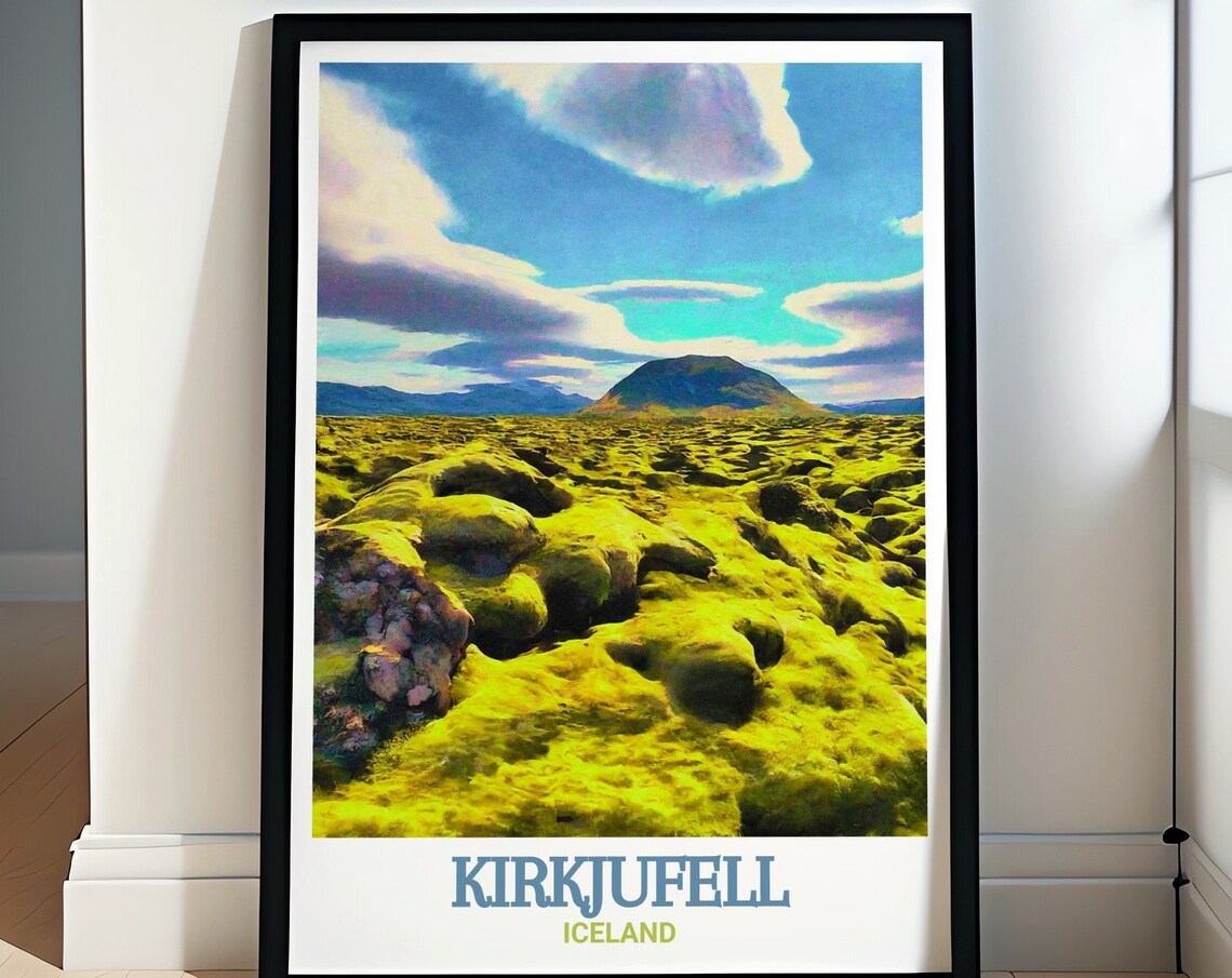 Kirkjufell Iceland Berserkjahraun Mossy Lava Field Landscape Poster