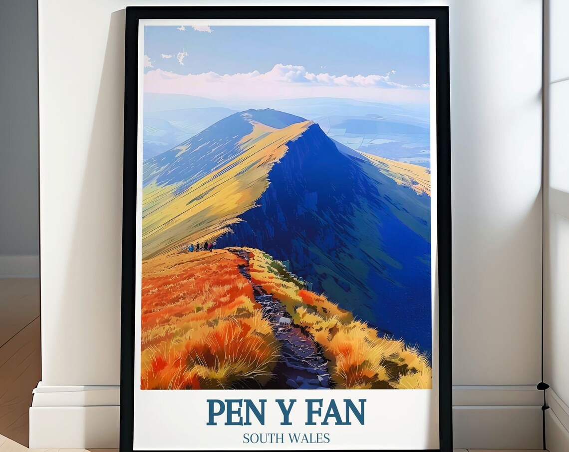 Pen Y Fan Golden Ridge Summit Trail Scenic View Travel Poster Art