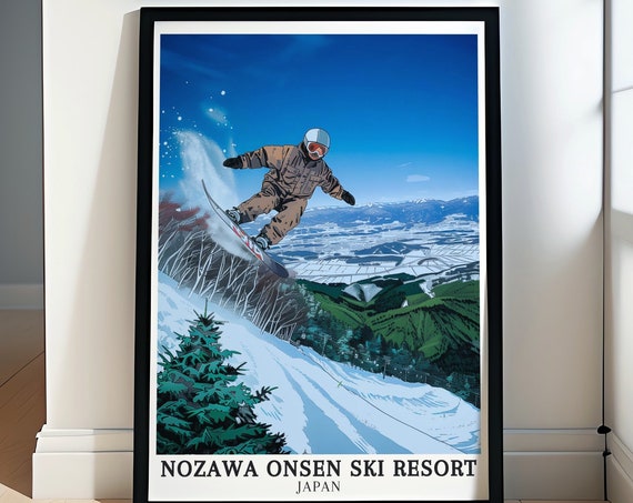 Nozawa Onsen Ski Resort Travel Prints Yamabiko Area Travel Prints Nozawa Onsen Ski Resort Vintage Travel Prints