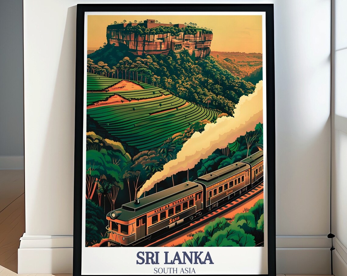 Sri Lanka Sigiriya Rock Tea Terraces Scenic Mountain Train Poster